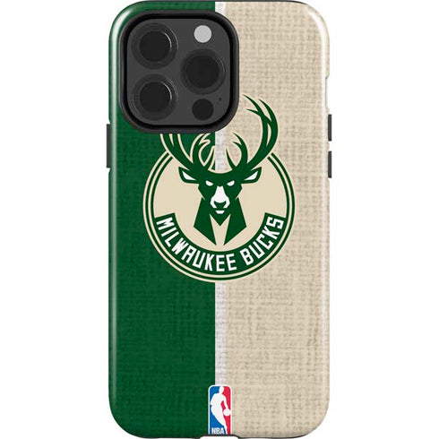 NBA Milwaukee Bucks Split Canvas iPhone 15 Pro Impact Case